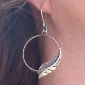Whimsy Berry Silver Leaf Hoop Earrings